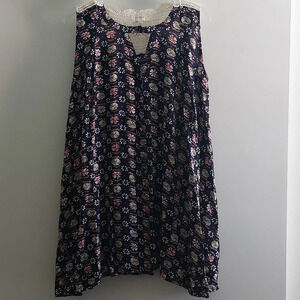 Umgee Crocheted FloralnTunic dress Top Blouse Tank Bohemian L